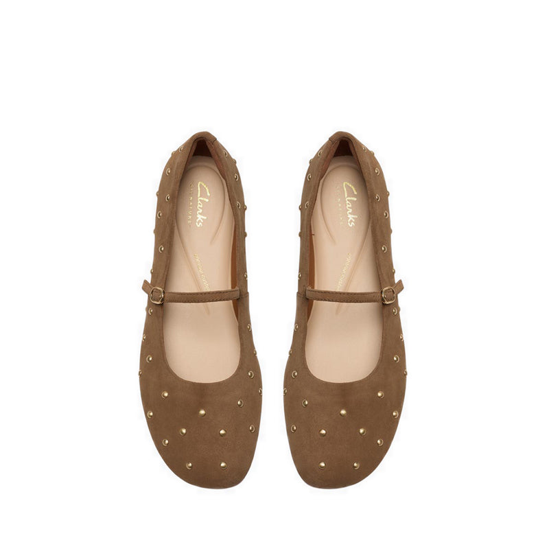 Livia Stud Walnut Suede