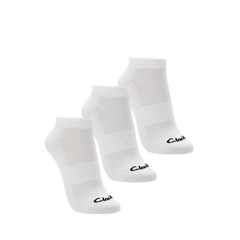 Clarks Socks & Shoecare 3pkSport Ankle - White