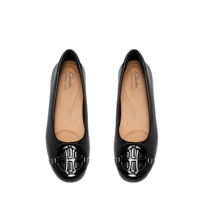 Clarks Womens Cathrynn Luna - Black/Black Pat