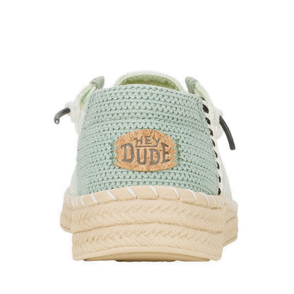 Wendy Espadrille Retro Palm - Celadon Green/White