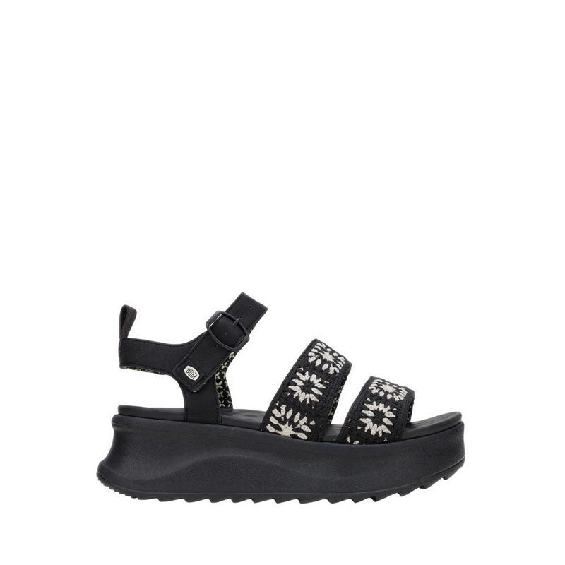 Delray Buckle Cottage Crochet Black/White