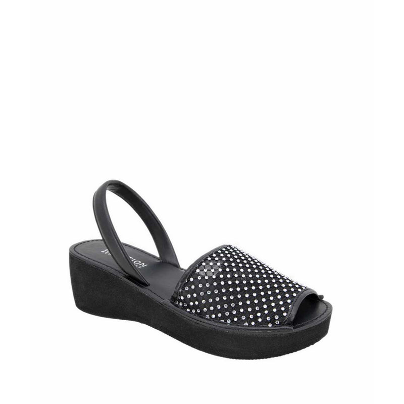 Fine Glass Mesh Women's Wedges - Black