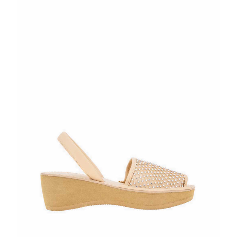 Fine Glass Mesh Women's Wedges - Cream