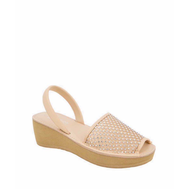 Fine Glass Mesh Women's Wedges - Cream