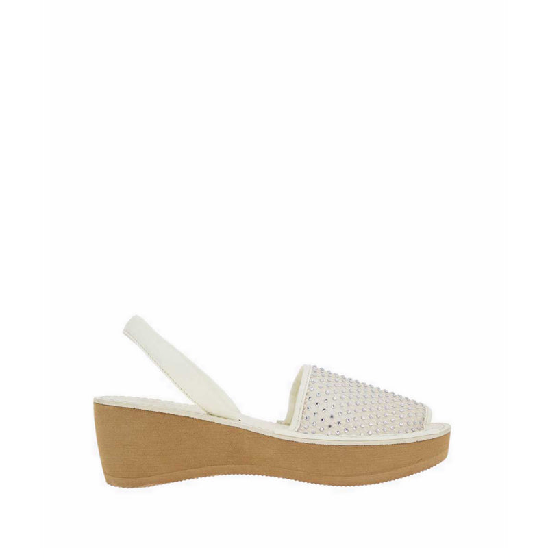 Fine Glass Mesh Women's Wedges - Cream