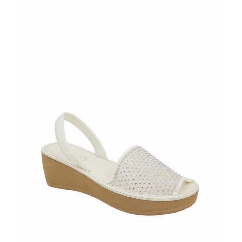 Fine Glass Mesh Women's Wedges - Cream