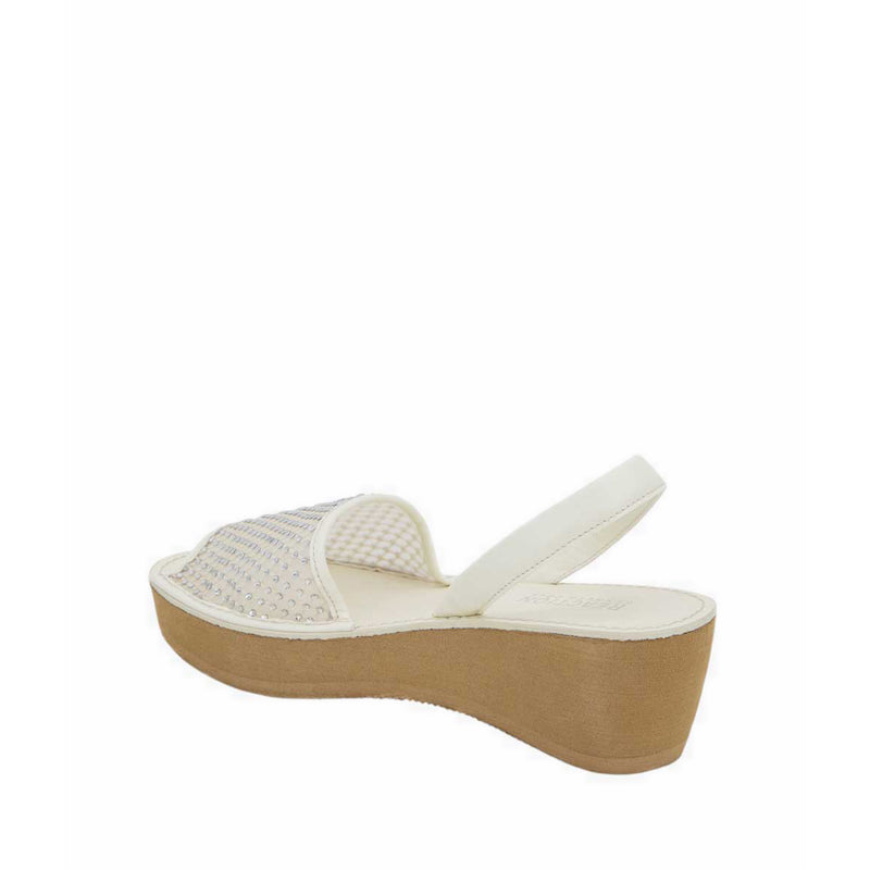 Fine Glass Mesh Women's Wedges - Cream