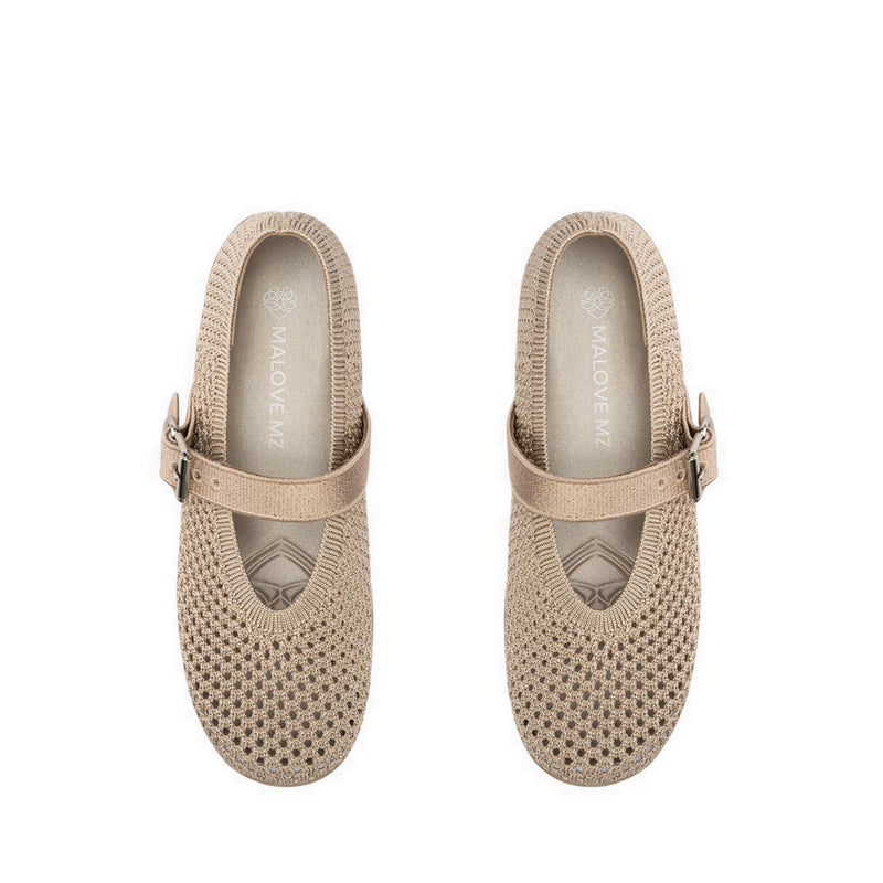 Mary Jane Honey Wedge Women's Flats - Beige