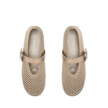 Mary Jane Honey Wedge Women's Flats - Beige