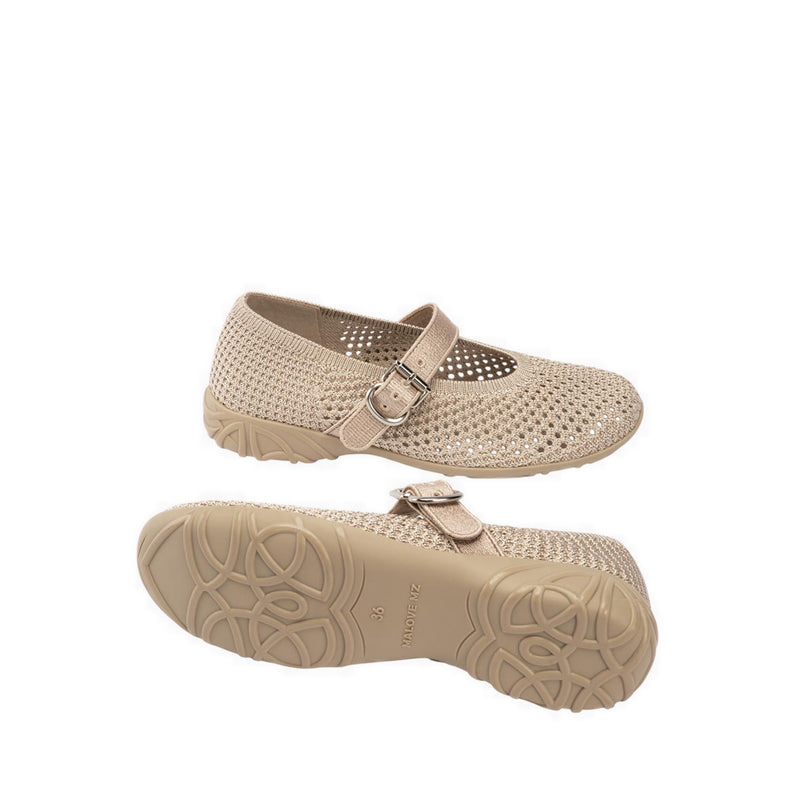 Mary Jane Honey Wedge Women's Flats - Beige