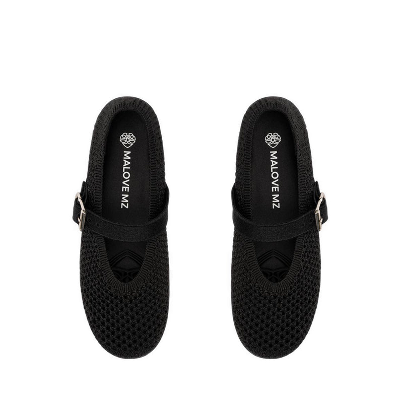 Mary Jane Honey Wedge Women's Flats - Black