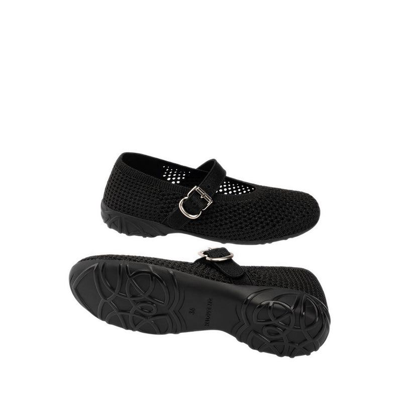Mary Jane Honey Wedge Women's Flats - Black