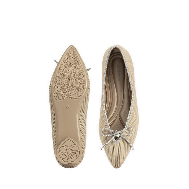 Basic Crystal Women's Heels - Beige