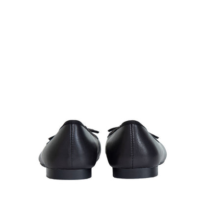 Atomic Heart & Pearl Charm Bow Flats - Black