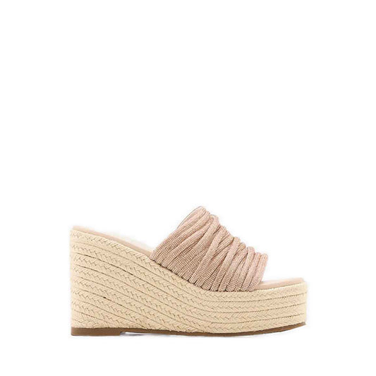 Lisa Embellished Strapped Wedges - Champagne