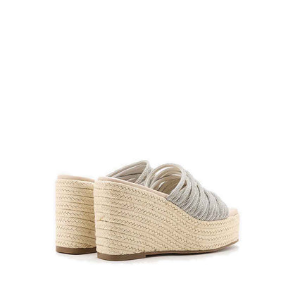 Lisa Embellished Strapped Wedges - Silver