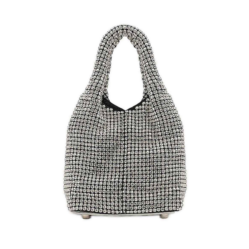 Mini Kaylee Diamante Embellished Purse Bag - Silver