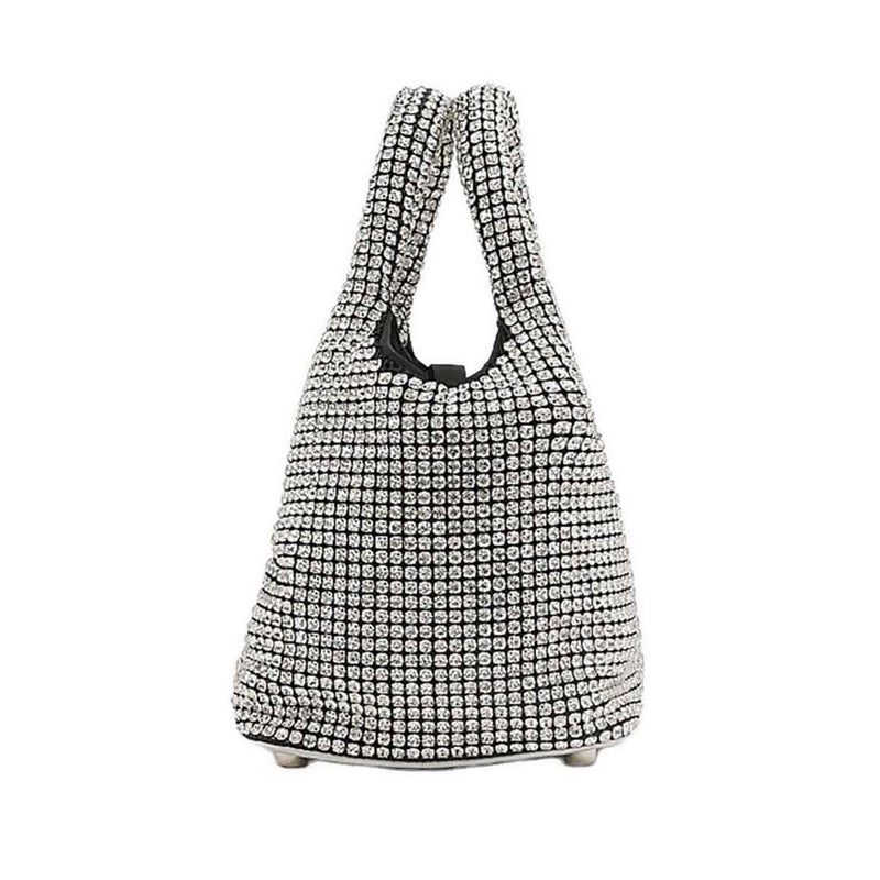 Mini Kaylee Diamante Embellished Purse Bag - Silver