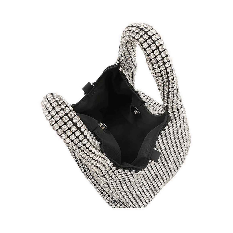Mini Kaylee Diamante Embellished Purse Bag - Silver