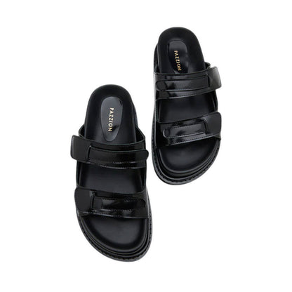 Henrietta Platform Slide Sandals - Black