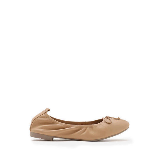 Nova Bow Covered Flats - Beige