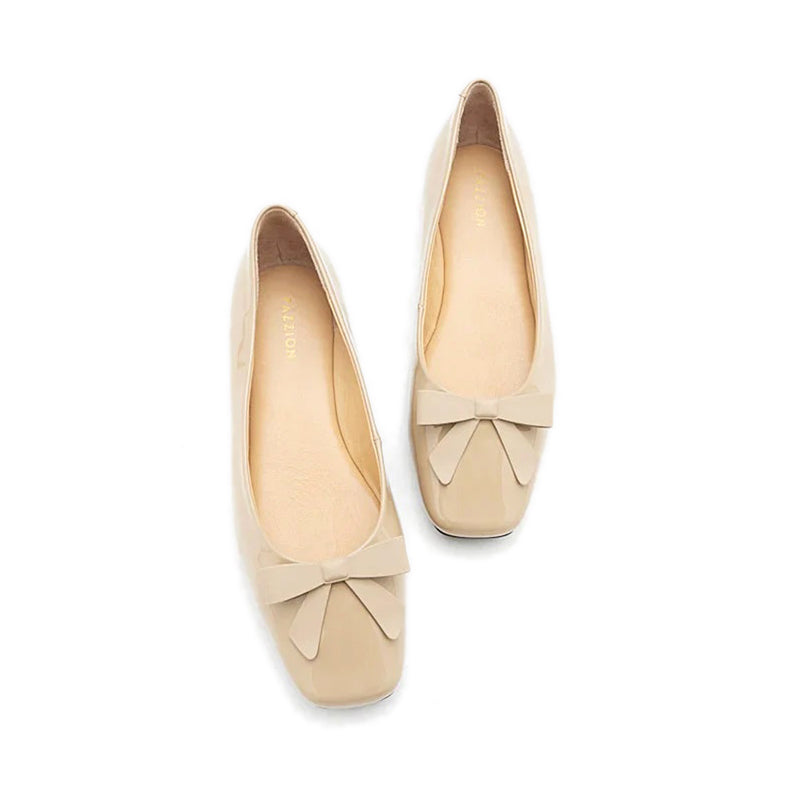 Ariel Ribbon Detailed Flats - Beige