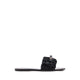 Flat Sandals with Bow Decoration - Black