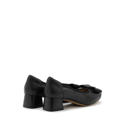 Itzel Love Embellished Bow Low Block Heels - Black