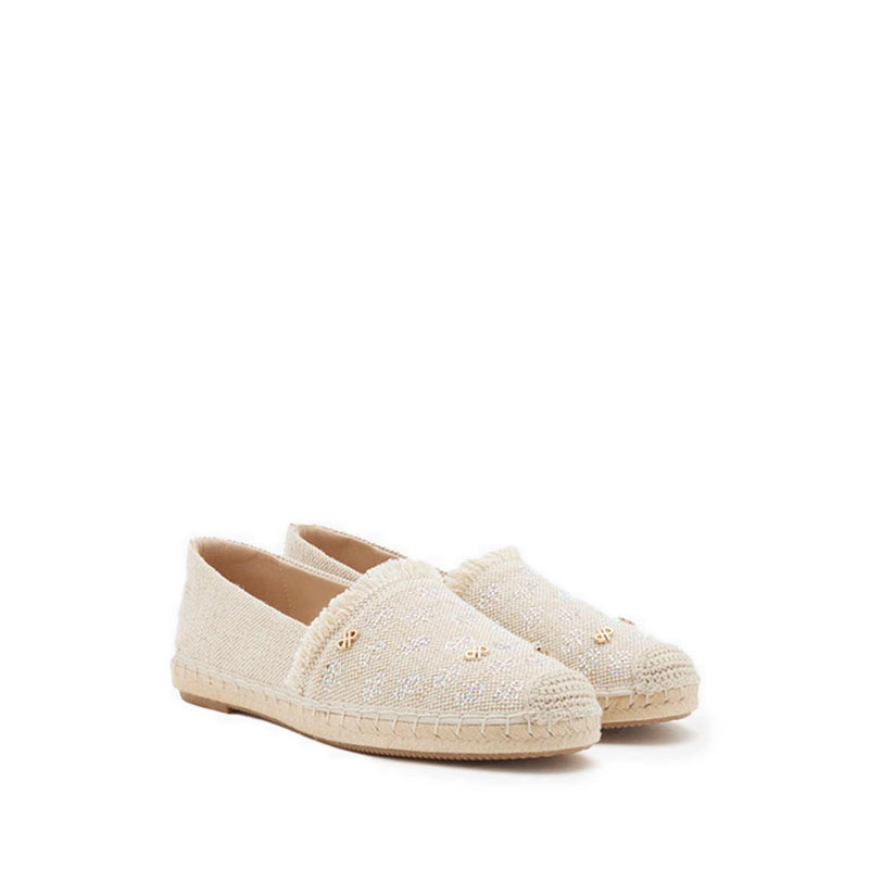 Fabric Flats Espadrilles - Beige
