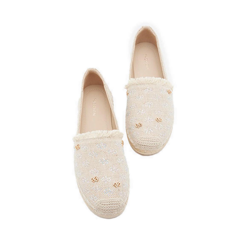 Fabric Flats Espadrilles - Beige