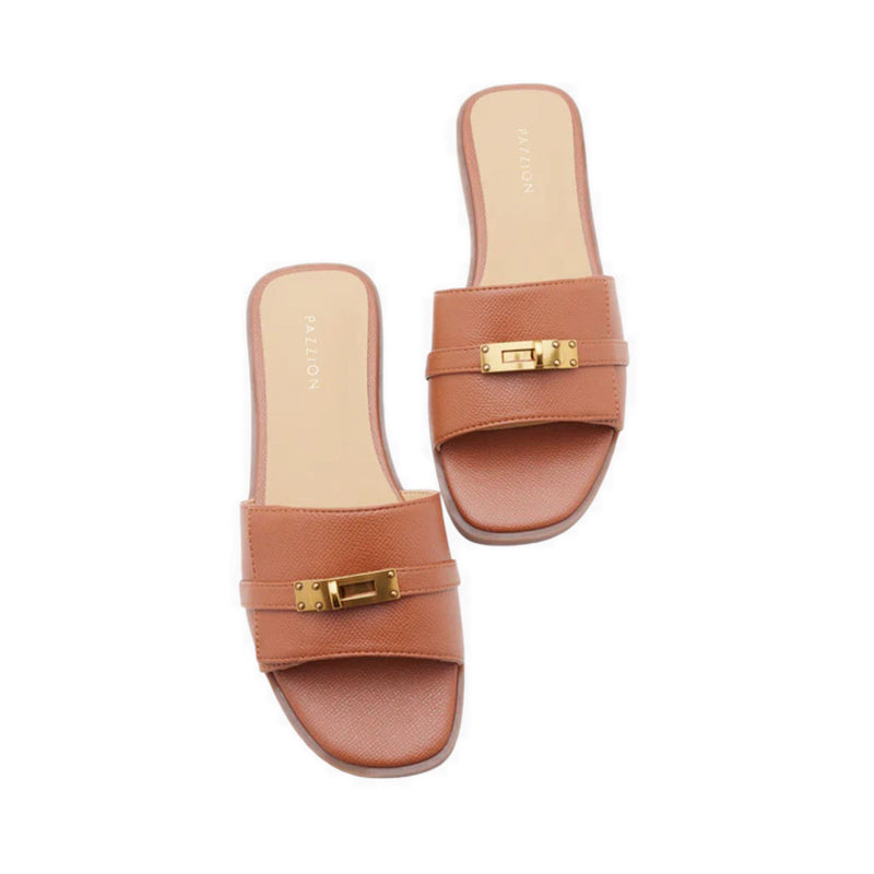 Pazzion Lexley.O Twist Lock Accent Slides - Brown