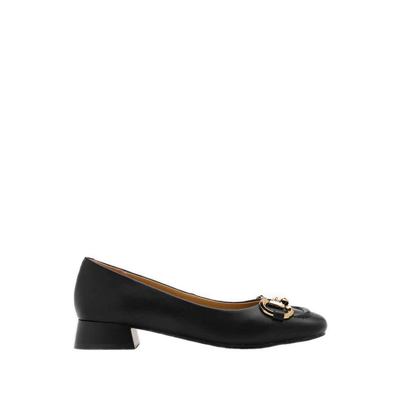 Oli Horsebit Low Block Heels - Black