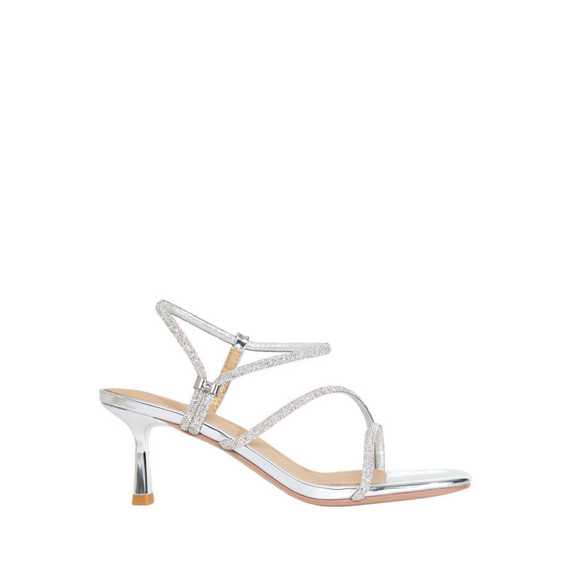Anklestrap Sandal Heels - Silver