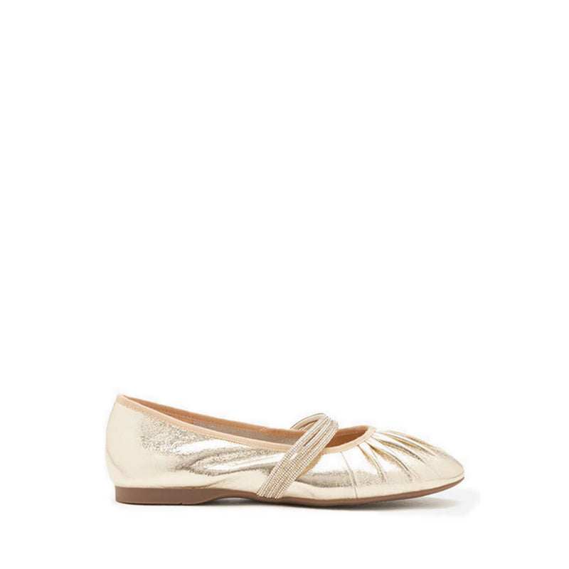 Sarto Crystal Embellished Strapped Mary Janes - Gold