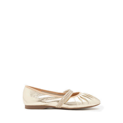 Sarto Crystal Embellished Strapped Mary Janes - Gold