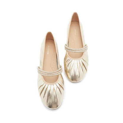 Sarto Crystal Embellished Strapped Mary Janes - Gold
