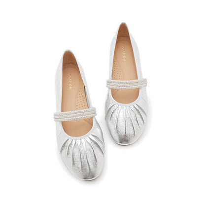 Sarto Crystal Embellished Strapped Mary Janes - Silver