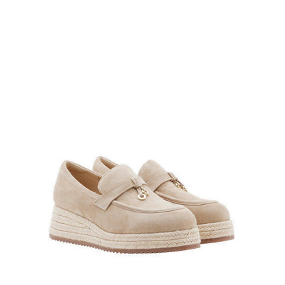 Phoenix Knot Detail Suede Espadrille Wedges - Beige