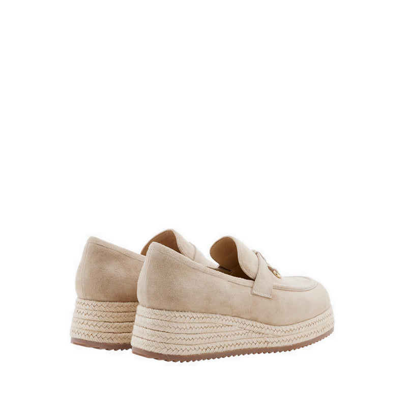 Phoenix Knot Detail Suede Espadrille Wedges - Beige