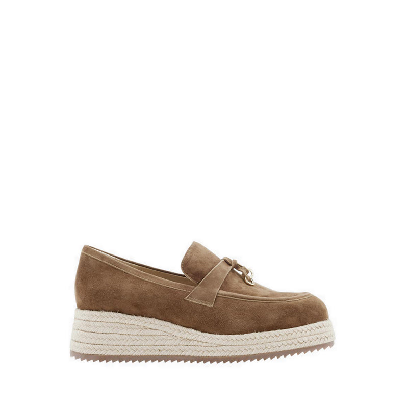 Phoenix Knot Detail Suede Espadrille Wedges - Brown