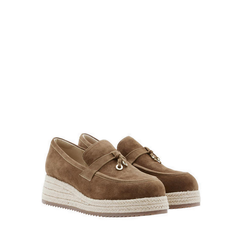 Phoenix Knot Detail Suede Espadrille Wedges - Brown