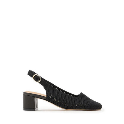 Debra Flyknit Slingback Block Heels - Black
