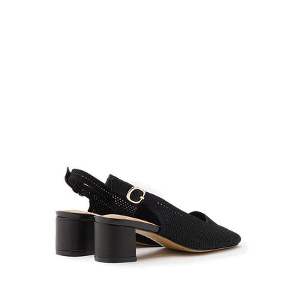 Debra Flyknit Slingback Block Heels - Black