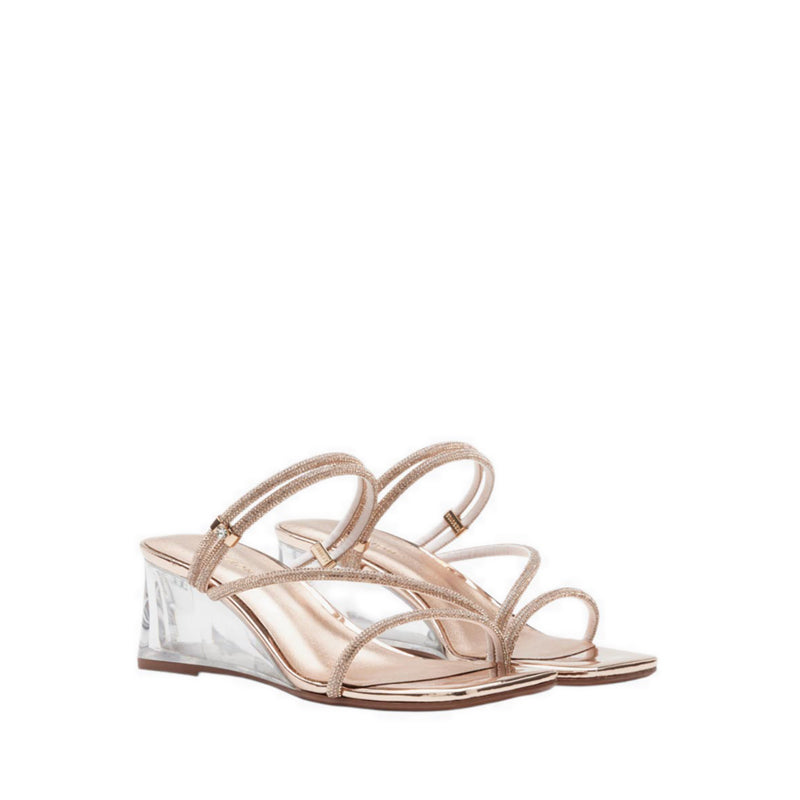 Pazzion Lola Crystal Strap Wedges - Gold
