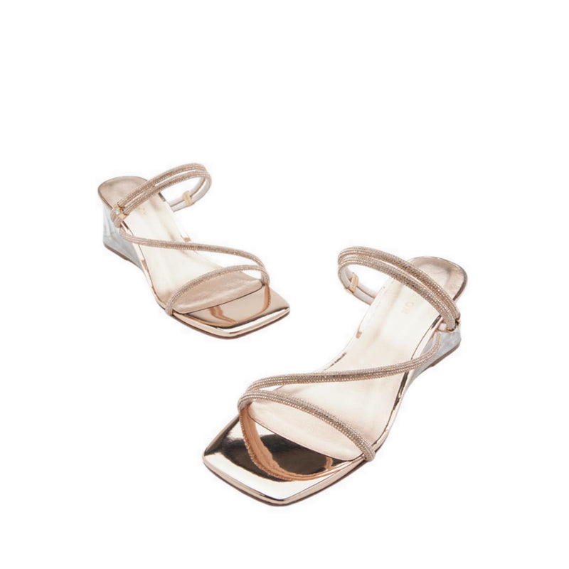 Pazzion Lola Crystal Strap Wedges - Gold