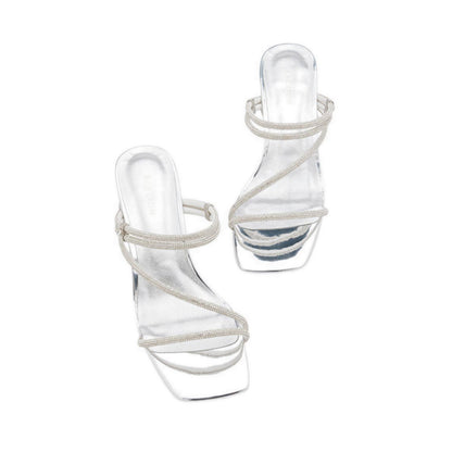 Pazzion Lola Crystal Strap Wedges - Silver