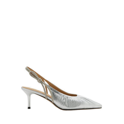 Natalia Ruched Crystal Slingback Heels - Silver