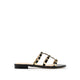 Ingrid Gold Studded Cage Patent Leather Slides - Black