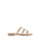 Ingrid Gold Studded Cage Patent Leather Slides - Beige