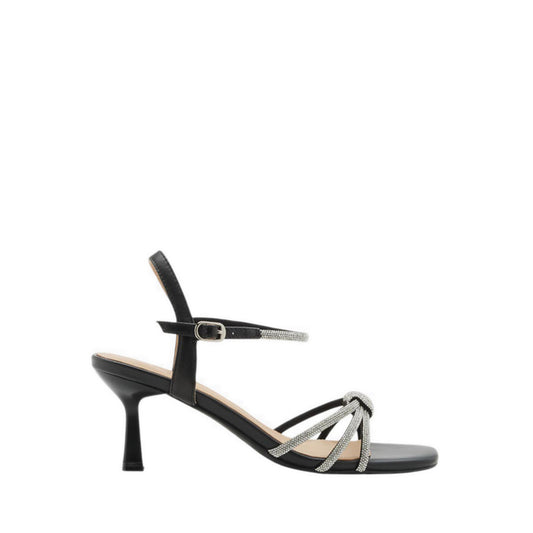 Pazzion Emery Crystal Embellished Knot Strap Heel Sandals - Black